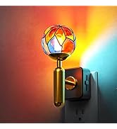 L LOHAS LED Night Lights Plug into Wall with 0-100% Stepless Dimming, Colorful Stained Glass Nigh...
