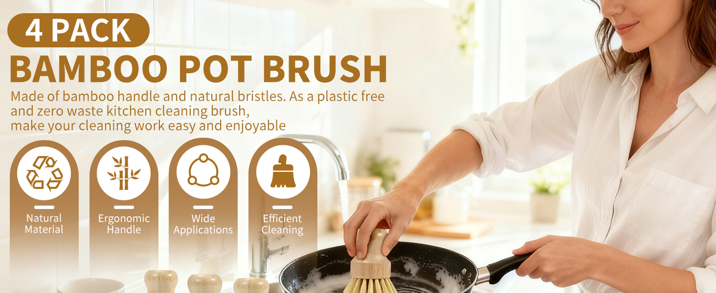 Bamboo dish brush set