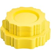 COLOSUS Disposable Plastic Plates 60Pcs, Light Baby Yellow Party Plates, Heavy Duty 30 Dinner pla...