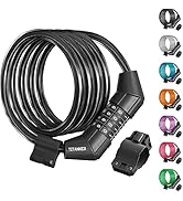 Titanker Bike Lock Cable, 4 Feet Bike Cable Lock Basic Self Coiling Kids Bike Lock Combination wi...