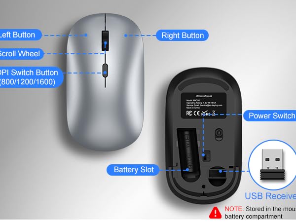 Wireless Keyboard and Mouse Combo, Ultra-Slim Full Size Silent Ergonomic Keyboard Mouse