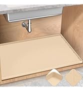 TRZZ Silicone Waterproof Under Sink Mat 34" x 22", Drip Tray and Cabinet Liner for Kitchen and Ba...