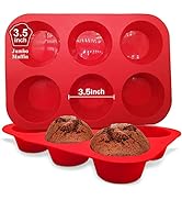 Walfos Silicone Texas Muffin Pan Set- 6 Cup Jumbo Silicone Cupcake Pan, Non-Stick Silicone, Just ...