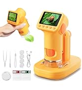 HEWEIMEI 1600X Microscope for Kids, 4K 2.0" Screen Kids Microscopes with Slides Kit Microscope fo...