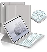 JKSML for iPad (A16) 11th/10th Gen case with Keyboard, Round-caps, 7 Color Backlit, Detachable Wi...