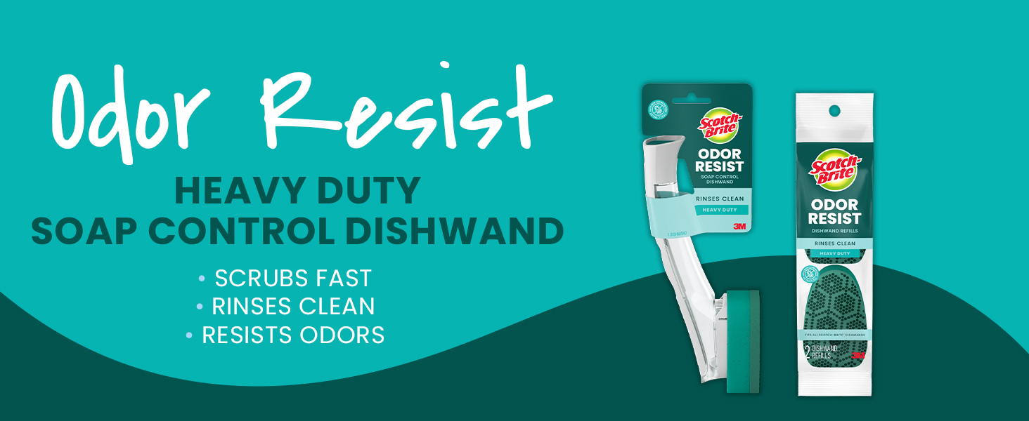 Odor Resist Heavy Duty Soap Control Dishwand