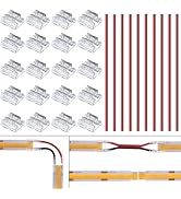 BENLUN COB LED Connector 2 Pin 8mm Kit, 20pcs Solderless I Shape Connectors, 10pcs 15cm Long 20AW...