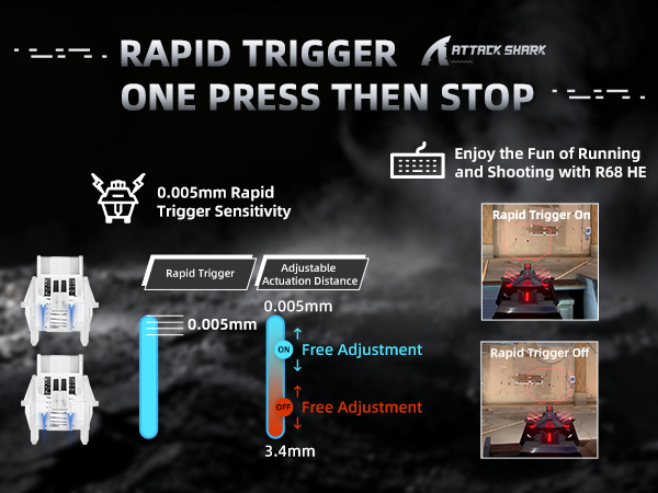 ATTACK SHARK R68 HE 60% Wired Rapid Trigger 8K Mechanical RGB Gaming Keyboard with 0.005mm Accuracy
