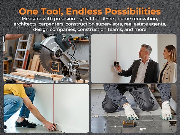 Laser Measure with Digital Angle Finder &amp; Level