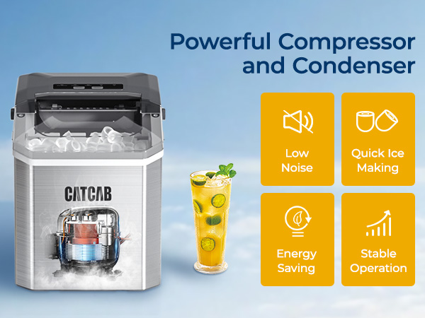 Compact Countertop Ice Makers with Powerful Compressor and Condenser