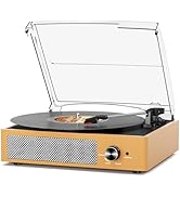 Vinyl Record Player with 2 Stereo Speakers Belt-Driven Vintage Turntables 3 Speed 3 Size Wireless...