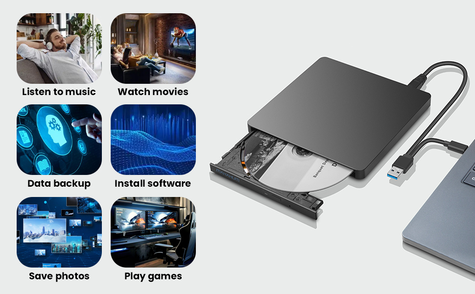 Ultra-Slim &amp; Travel-Ready CD/DVD Drive