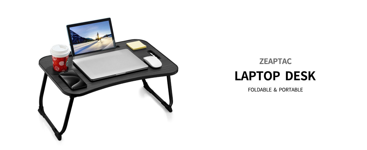 ZEAPTAC Laptop Bed Desk, Foldable Lap Table, Portable Study Table
