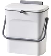 LALASTAR Small Trash Can with Lid, Kitchen Compost Bin for Countertop or Under Sink, Plastic Hang...