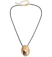 Yjcnelcr Elegant Metal Oval Shaped Necklace Geometric Neckchain Accessory Fashionable PU Leather ...