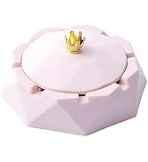 Stainless Steel Ashtray with Lid, Windproof Design, Indoor Outdoor Use, Desktop Ash Tray for Adul...