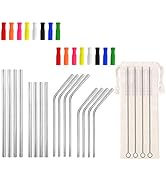 Lazycorner 16 Pcs Short Metal Straw, 6mm 5.5