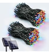 2 Pack 200 LED Solar Christmas Lights Outdoor, Solar String Lights for Outside with 8 Lighting Mo...
