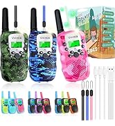 Vvinca Walkie Talkies for Kids Rechargeable 3 Pack, Army Toys for Boys Girls Ages 3-13 Outdoor Mi...