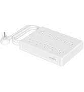 Gitryin Power Strip with Built-in Cooling Fan, 10 AC Outlets, 3.28FT Flat Plug Extension Cord wit...