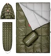 ROSE FEATHER Down Camping Blanket - Lightweight, Packable, Warm &amp; Puffy Outdoor Travel Quilt for ...