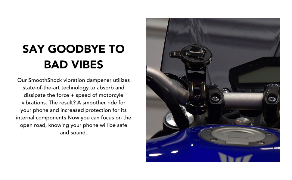 rokform motorcycle vibration dampener for samsung galaxy aluminum easy to install; secure attachment