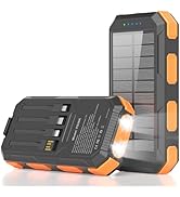 Solar Power Bank 38800mAh, Portable Charger, 4 Cables 4 Ports, PD22.5W Fast Charging External Bat...