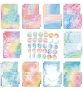 FUNCLASS Stationary Letter and Envelopes, 160 Pcs Watercolor Stationary Set with 50 Lined Station...