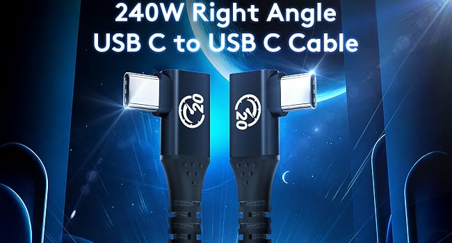 240 w right angle usb c to usb c data sync 20gbps
