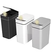 FRESHLIX 3 Pack Bathroom Trash Can 2.6 Gallon Small Touchless Automatic Motion Sensor Trashcan Sl...