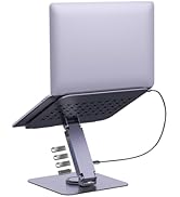 EJAY Laptop Stand with USB Hub 360 Rotating, Computer Riser with 3 USB-A 1 USB-C 5Gbps Ports, Fol...