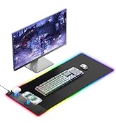 Miroddi Wireless Charging Mouse Pad RGB Gaming Mousepad, 31.5"x15.7" Extra Large Desk Mat, 13 Lig...
