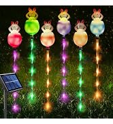 AVEKI 6 Pcs Easter Bunny Solar Pathway Lights Outdoor, Stake Lights with 8 Lighting Modes, Waterp...
