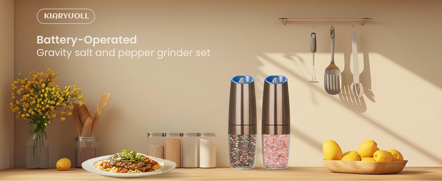 KIARYUOLL Gravity Electric Salt And Pepper Grinder Set
