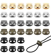 PH PandaHall 30pcs 5 Colors Metal Cord Locks, Double Hole Spring Stopper Fastener Slider Toggles ...