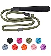 Strong Slip Rope Dog Training Leash (4ft) - Heavy Duty Durable Braided Nylon Lead with Rubber Sto...