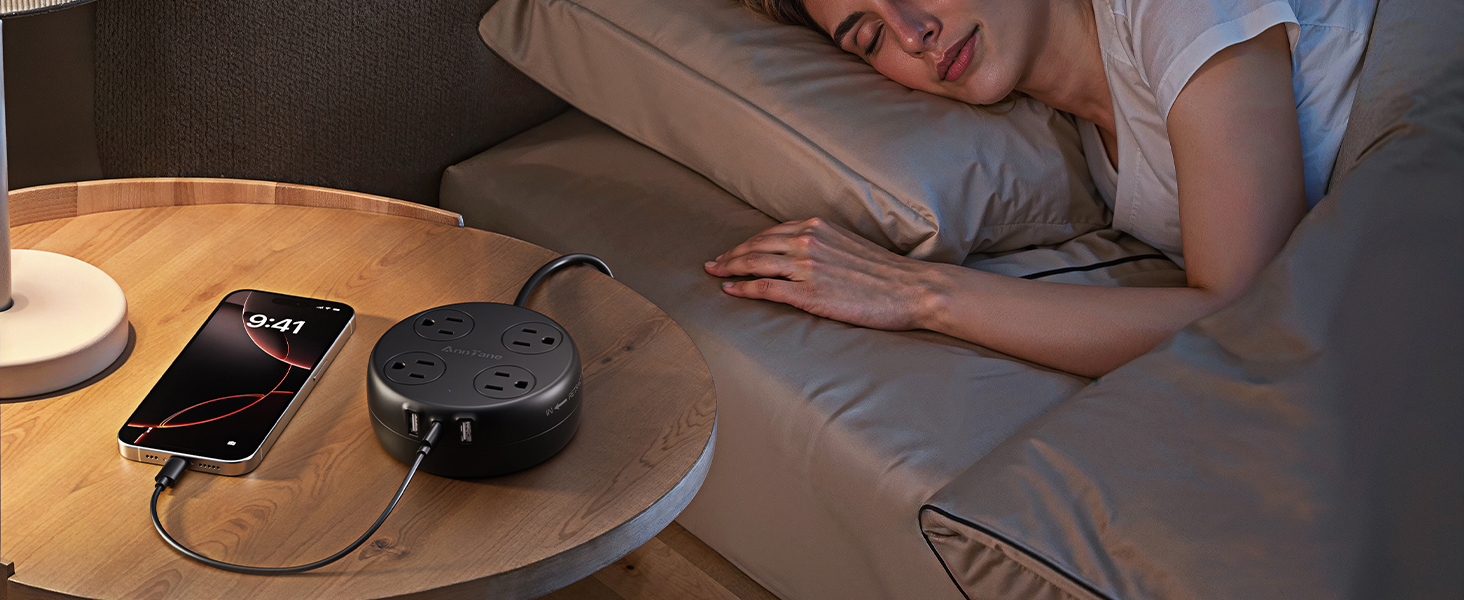 power strip with flat plug