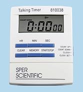 Sper Scientific Talking Timer with Audible Countdown Voice Announcements 810038 - Large LCD