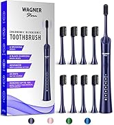 Wagner &amp; Stern ultrasonic whitening Electric Toothbrush with 8 Charcoal Black Brush Heads. for Fr...