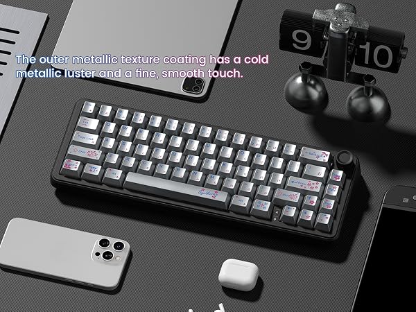 Keyboard keycaps Set, Double Shot PBT keycaps,Cherry Profile Custom Key caps Metal Coating,Silver