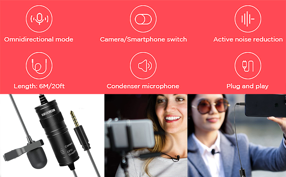 Omnidirectional Condenser Mic, Clip on Microphone, Lapel Microphone