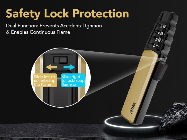 TBTeek Butane Torch Lighter with safety lock protection - Adjustable Jet Flame Lighter