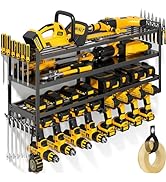 POKIPO Large Power Tool Organizer Wall Mount, Heavy Duty Widen 8 Drill Holder, 4 Layers Cordless ...
