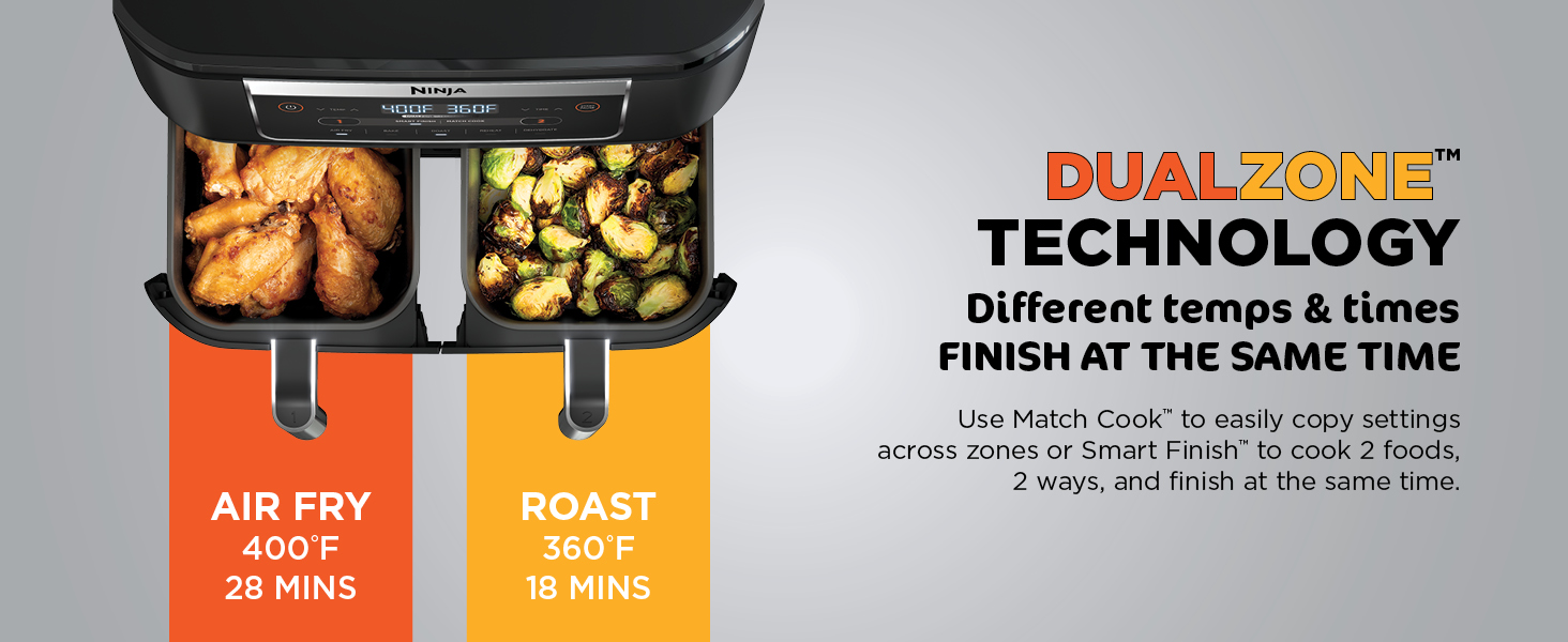 DUALZONE TECHNOLOGY Different temps &amp;amp; times FINISH AT THE SAME TIME Use Match Cook