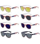NLEYANB 8-Pack American Flag Sunglasses, UV400 Patriotic Unisex for 4th of July Party Favors Bulk...