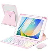 EAMPANG Case with Keyboard Mouse for iPad 9th 8th 7th Generation 10.2 inch,7 Rainbow Backlit Deta...