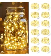 btfarm 12 Pack Fairy Lights Battery Operated, 7FT 20 LED Mini String Lights Waterproof Silver Wir...