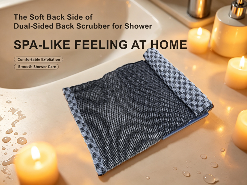 The back side of the shower cloth is soft good for sensitive skin