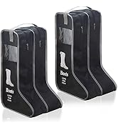 KOVOSCH 2 Pack Portable Boots Storage Bag, Black Shoe Bags for Storage and Travel Dust Proof Trav...