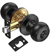 TICONN Black Ball Door Knob, Round Matte Black Door Knobs, Door Handle Lock for Interior Doors of...